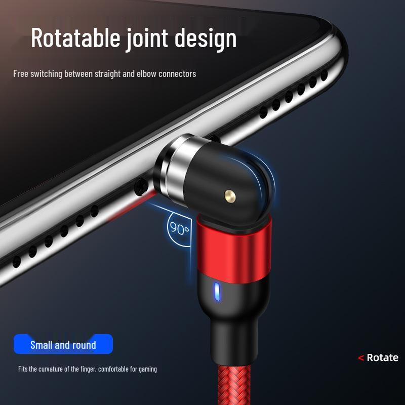 540° Rotating Magnetic Fast Charge Cable, 3-in-1 Blind Suction Design, Bendable for Mobile Gaming