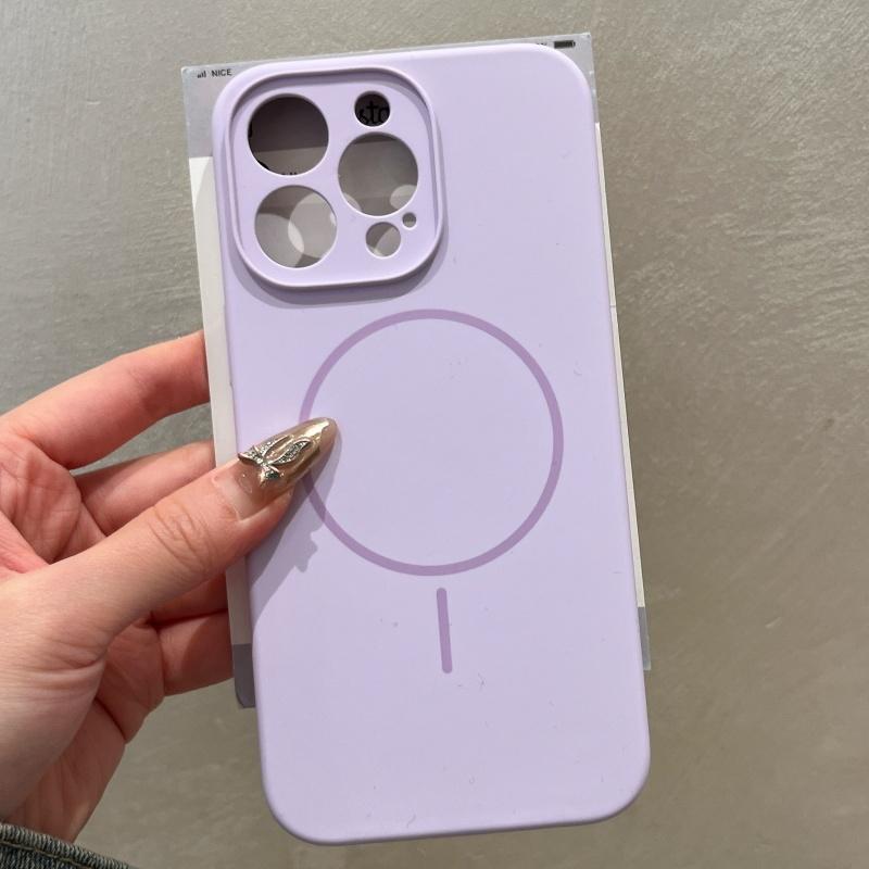 Original Liquid Silicone Soft Magnetic Case For iPhone 16 15 14 Plus 13 12 Pro Max Lens Protection Wireless Charge Plain Cover