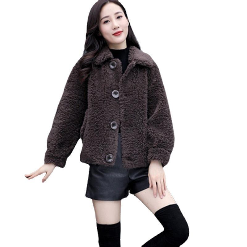 Fur Integrated Coat Women's Autumn and Winter Imitation Lamb Wool Coat Women's Short Loose Popular Coat Trend