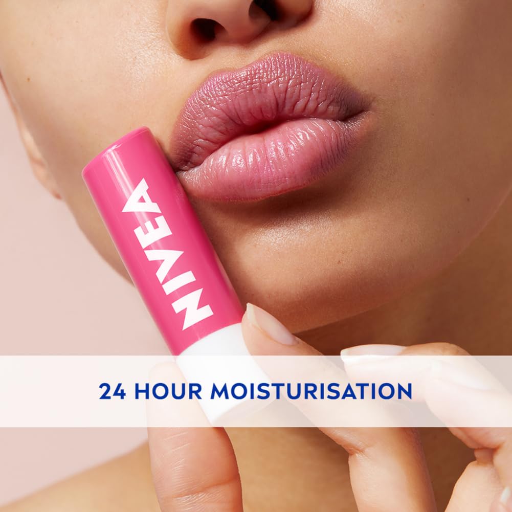 NIVEA Watermelon Shine Lip Balm 4.8g Pack Of 1 For Soft Glossy Lips With Natural Oils Long Lasting Moisture Care