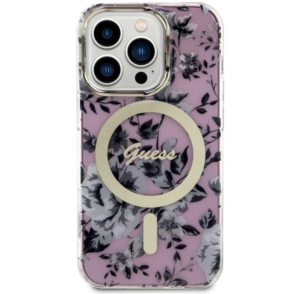 Etui do iPhone 14 Pro Max Guess Flower MagSafe Różowe
