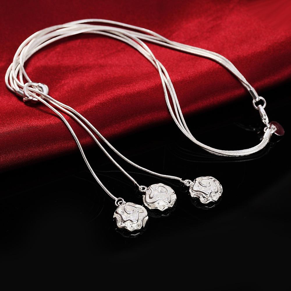 Snake Chain Rose Necklace 925 Sterling Silver Fashion Jewelry