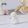 Mini Ceramic Animals Figurines Miniature Rabbit Cat Llama Pineapple Statue for Tabletop Mantel Desk Shelf Decor