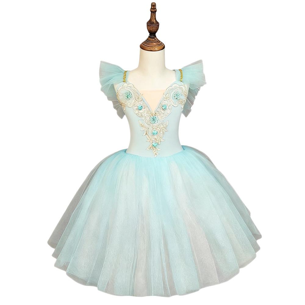 Fashion Sequin Ballet Dress Flowers Modern Ballet Tutu Party Dress Puffy Princess Dress Dance 130CM