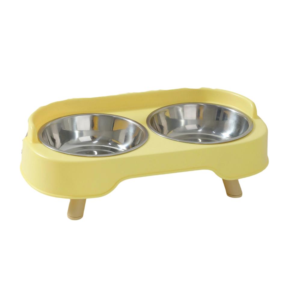Stainless Steel Cats Bowl With Base Food Water Feeding Practical Pet Bowl Set Drinking Water Neck Cats Double Bowl