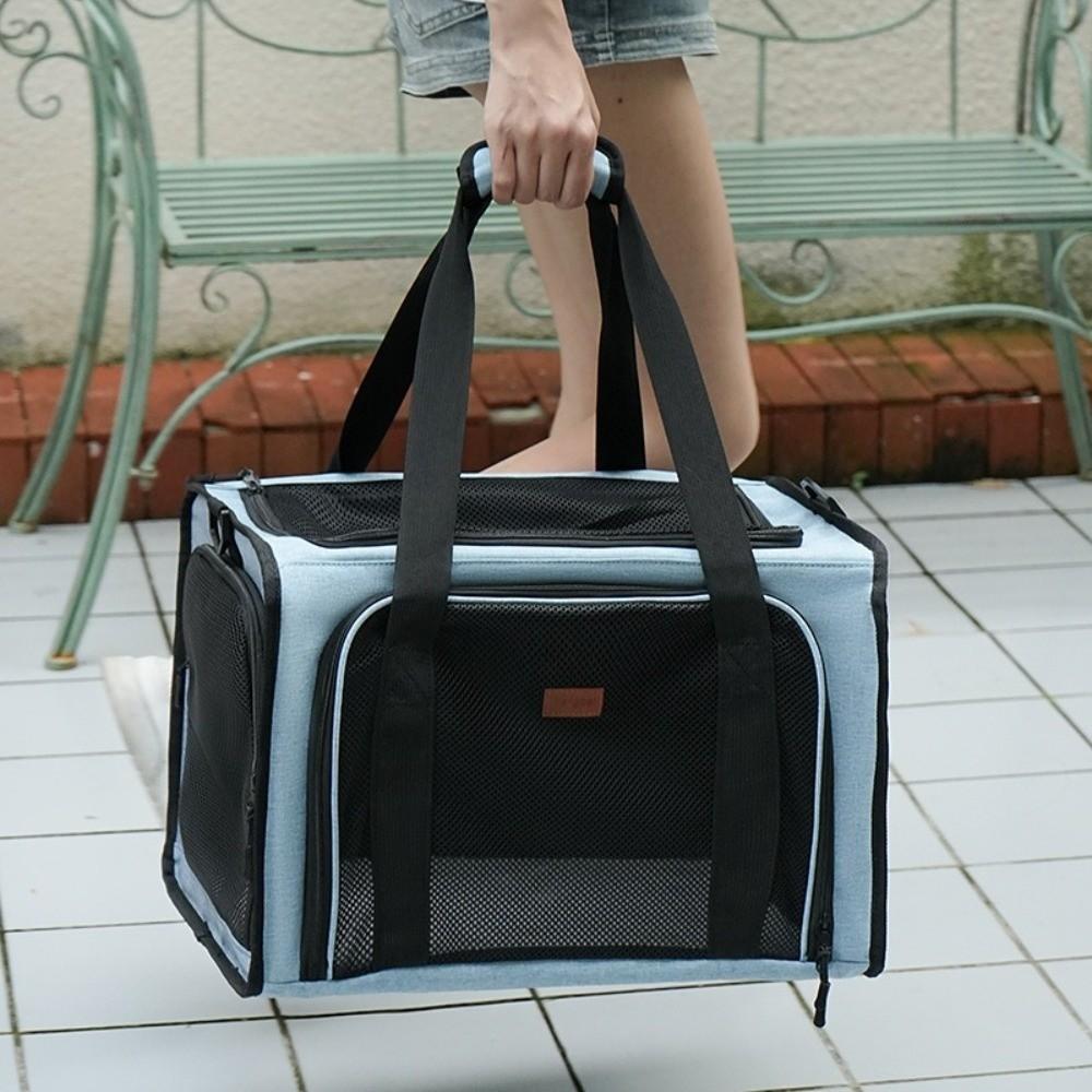 

Airline Approved Dog Cat Carrier Bag Breathable Mesh Outgoing Pets Bag Small Cat Dogs 44x30x30cm синій