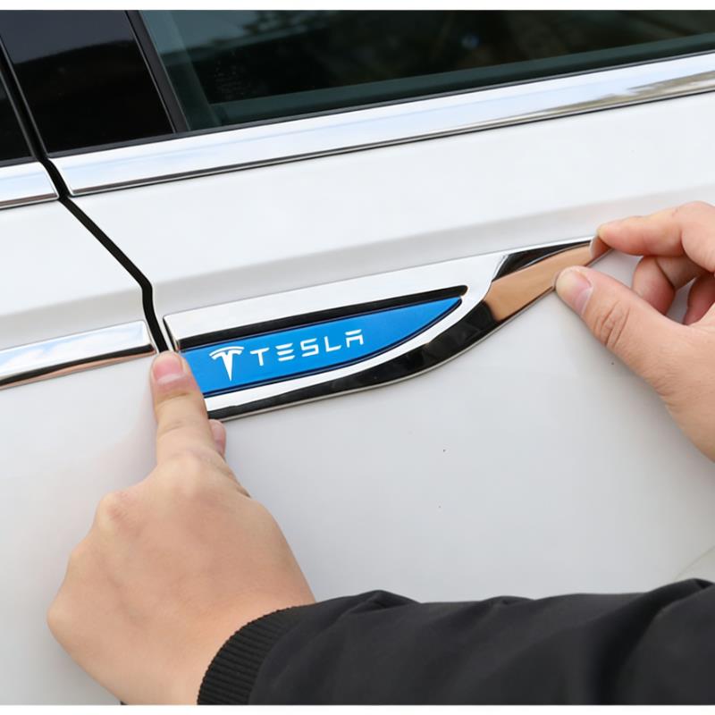 AAAIO1 2Pcs Creative Car Metal Mudguard Sticker Auto Body Decal Decoration For Tesla Model 3 Y S X Cybertruck Juguete Coil SpaceX