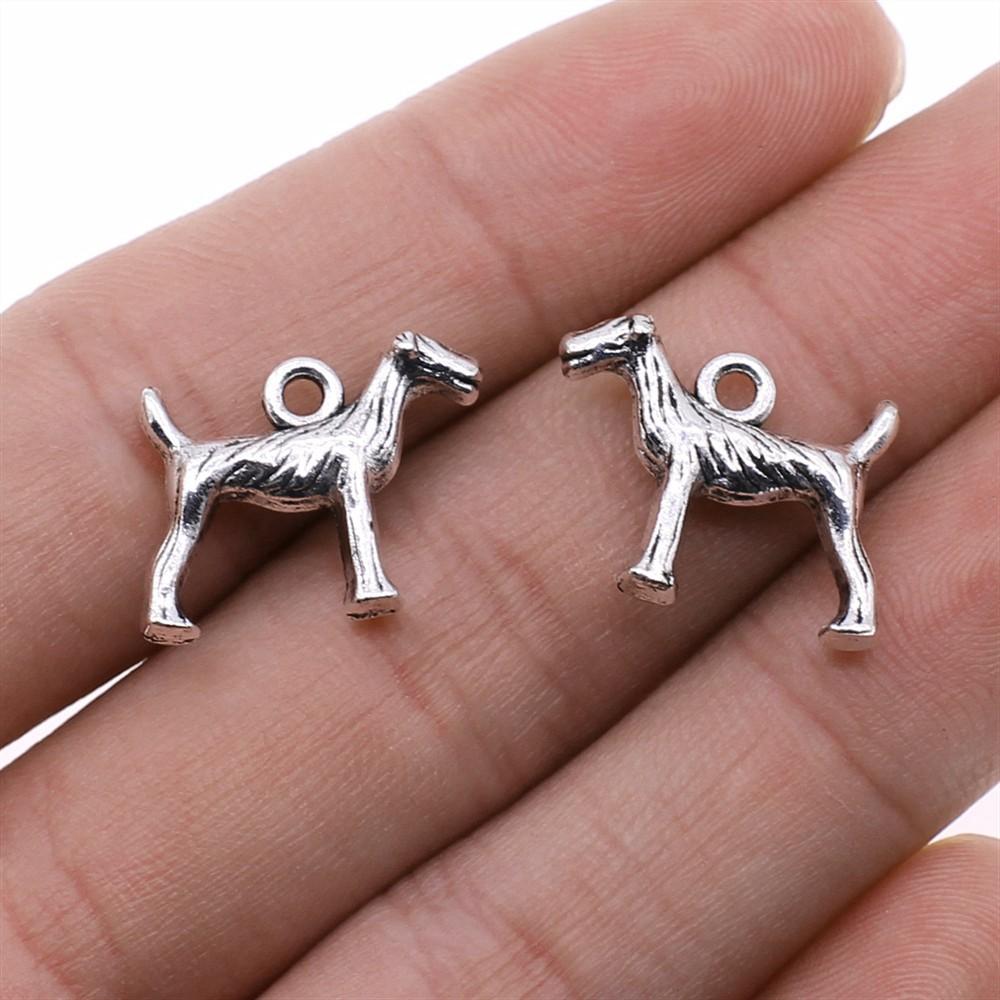 20pcs Puppy Dog Dachshund Bulldog Doghouse Charms Antique Silver Color Plated Pendants Jewelry Making DIY Handmade Craft