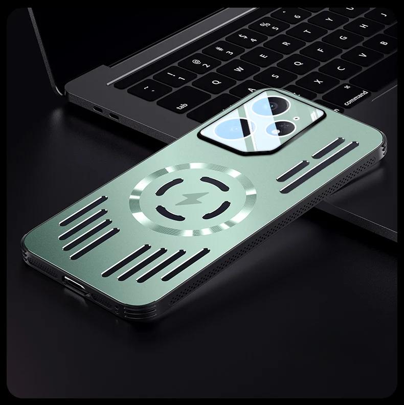 Metal Heat Dissipation Shockproof Magnetic Case For Realme Neo7 Neo 7 Magsafe Aluminium Alloy Hard Cover Bumper Shell
