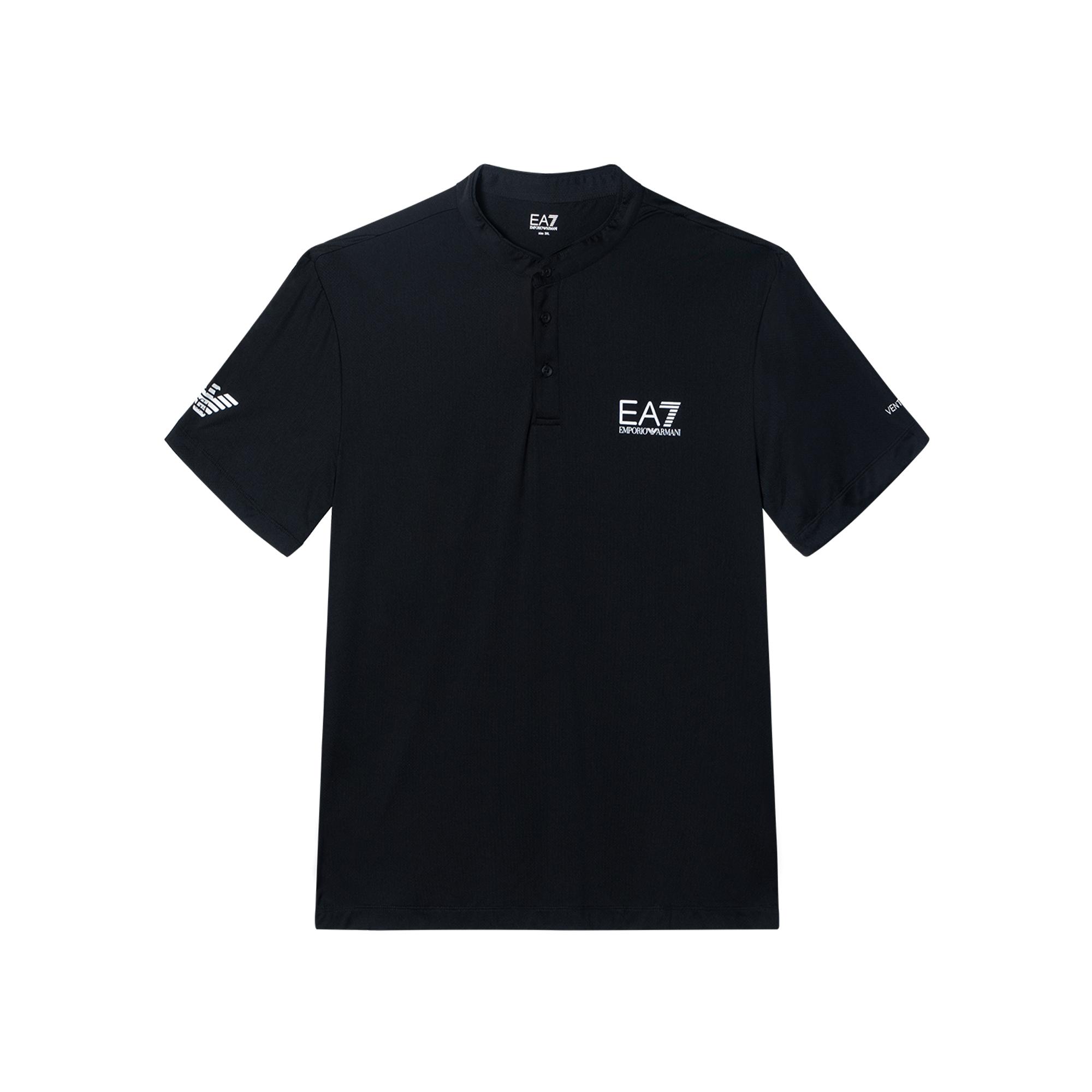 Emporio Armani SS23 Logo Letter Print Crew Neck Polo Shirt Men tops Black 8NPT21-PJEMZ-1200 M