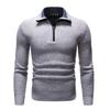 Ribbed Cuffs Long Sleeve Knitted Sweater Shrink Resistant Zipper Neck Lapel Winter Sweater Male Clothing