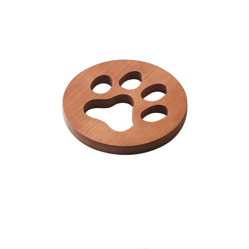 Black Walnut Solid Wood Hollowed Out Cat's Paw Coasters Heat Insulation Anti-scald Coaster Wooden Creative Tea Accessories