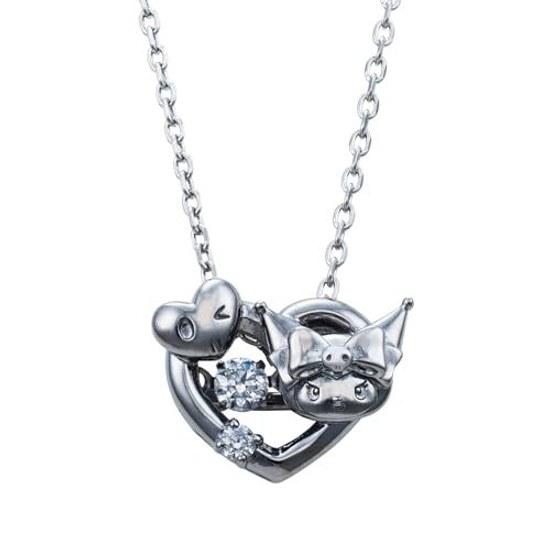 White Clover Kuromi 20th Anniversary Ladies Necklace Dancing Stone Sanrio Characters Silver 925 Surgical Stainless Steel 316L Cubic Zirconia Heart