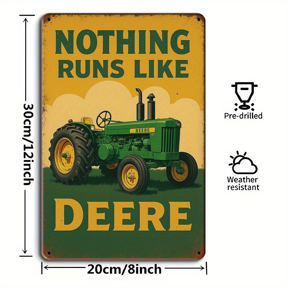 "Nothing Runs Like Deere" Tractor Sign - 19.81x29.97cm Vintage Metal Decor for Farmhouse & Garage