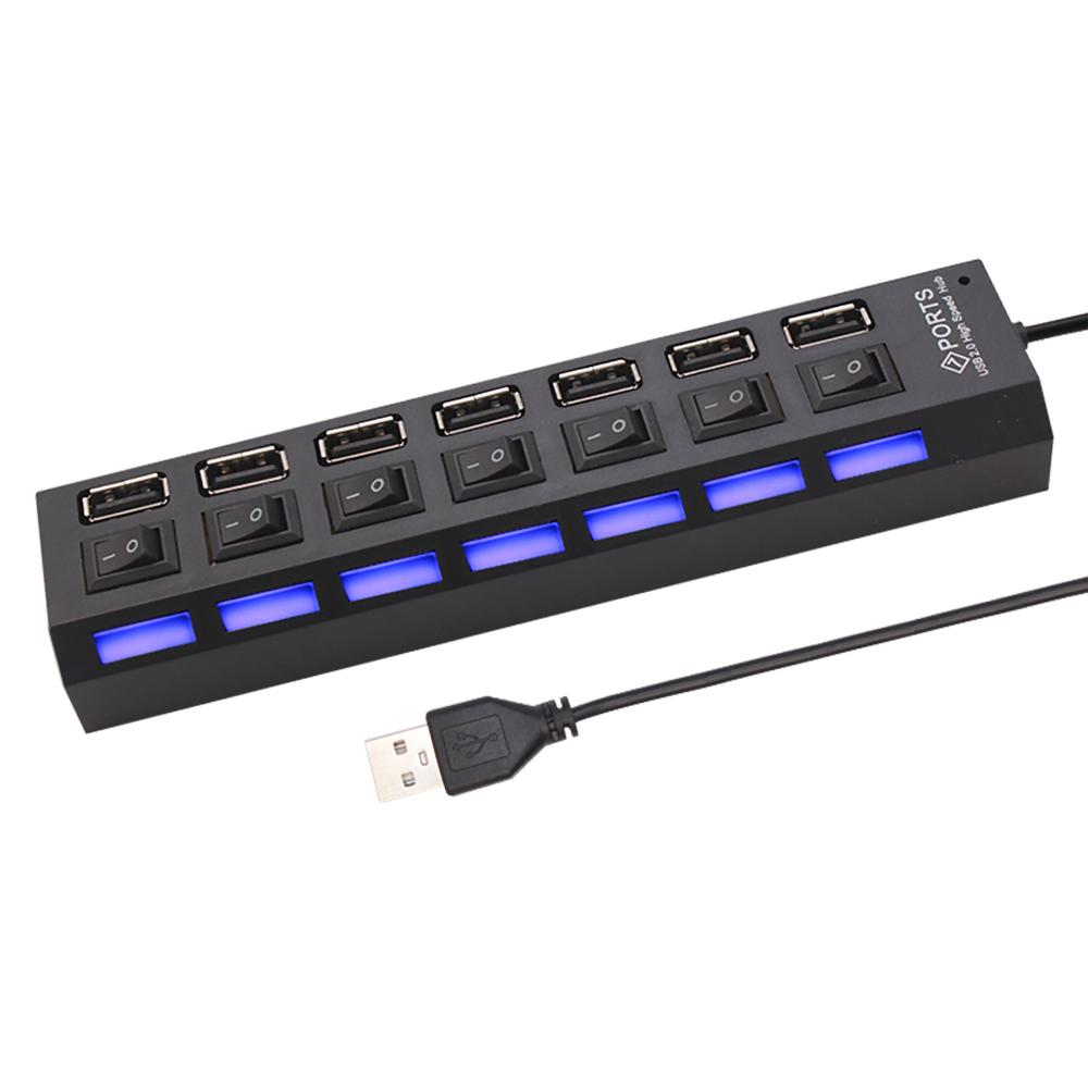 7 Ports USB 2.0 Hub Usb HUB 2.0 Multi USB Splitter Hub Multiple USB Expander 2.0 USB Hub 7 in 1 with On/Off Switch For PC Laptop