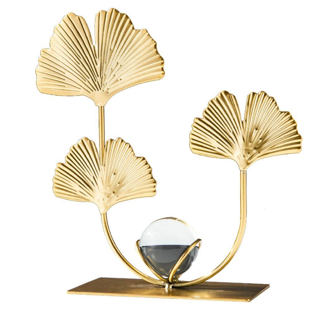 Nordic Crystal Ball Decor Rack Light Luxury Iron Maple Leaf Ornaments  Office