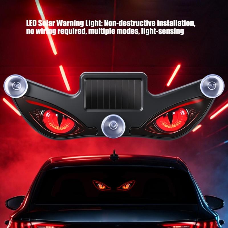 Dynamic Flashing Vehicle Window LED Warning Light with Solar and USB Rechargeable Power, Suction Cup Accent Lamp for Daily Driving