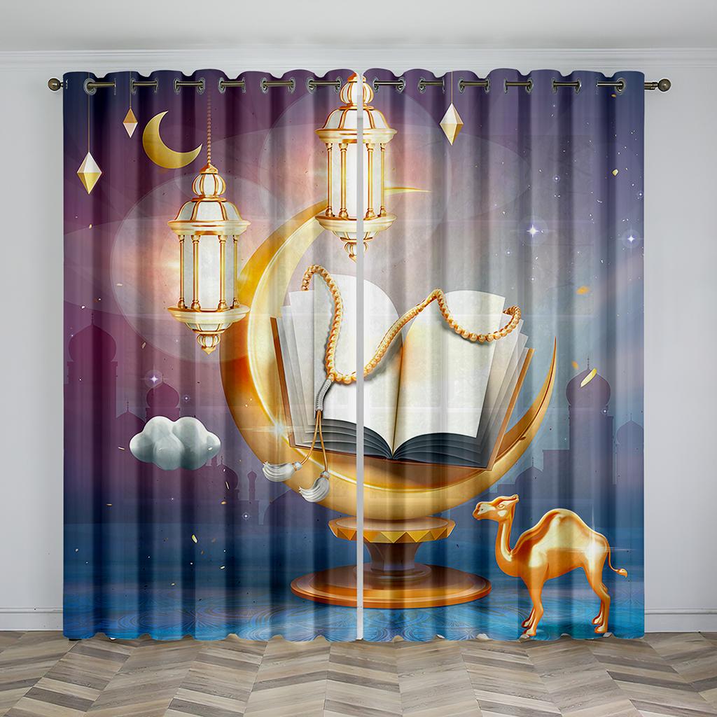 2pcs Pink Ramadan Kitchen Curtains Luxury Window Treatment For Kitchen Bedroom Cafe Living Room Home Decoration