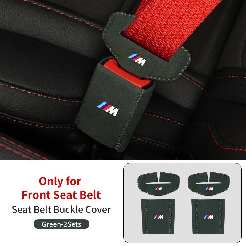 BAAK1 New 2025 2PC Car Seat Belt Buckle Protective Cover Safety Belt Plug Clip Case For BMW M X1 X3 X5 X6 X7 E30 E90 M3 E84 E83 E91 E7