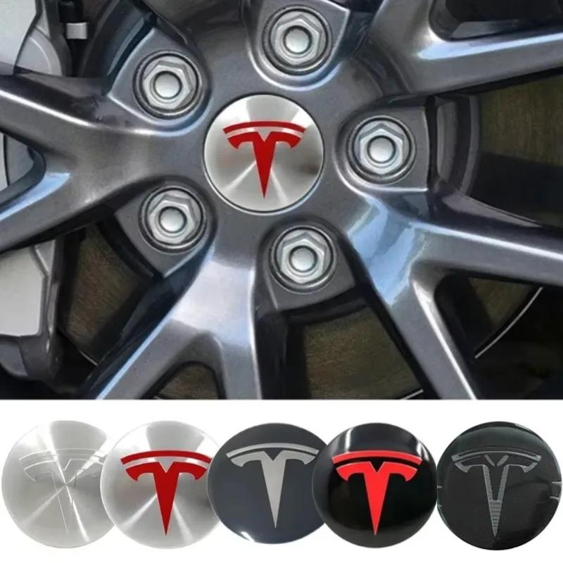 4pcs 56mm Car Wheel Center Hub Decorative Caps for Tesla Model 3 Y S X Badge Wheel Lug Nut Protective Cover