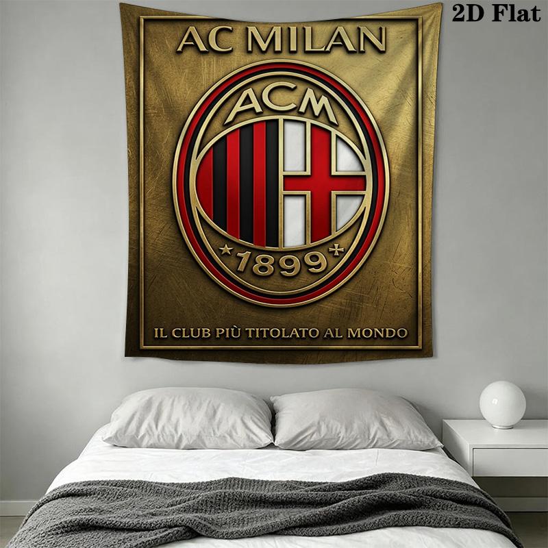 Ac Milan Crest Wallpaper Threepiece Set 1 Duvet Cover 2 Pillowcase Without Core Christmas Birthday Gift Soft And Comfortable