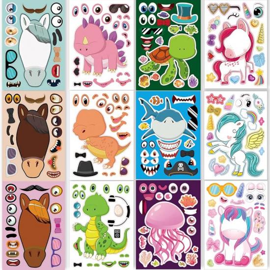 24 Sheets 8.27''×5.9'' Make Your Own Robot Stickers for Kids Toddlers, Make a Face Stickers for Kids Party Favors Activities