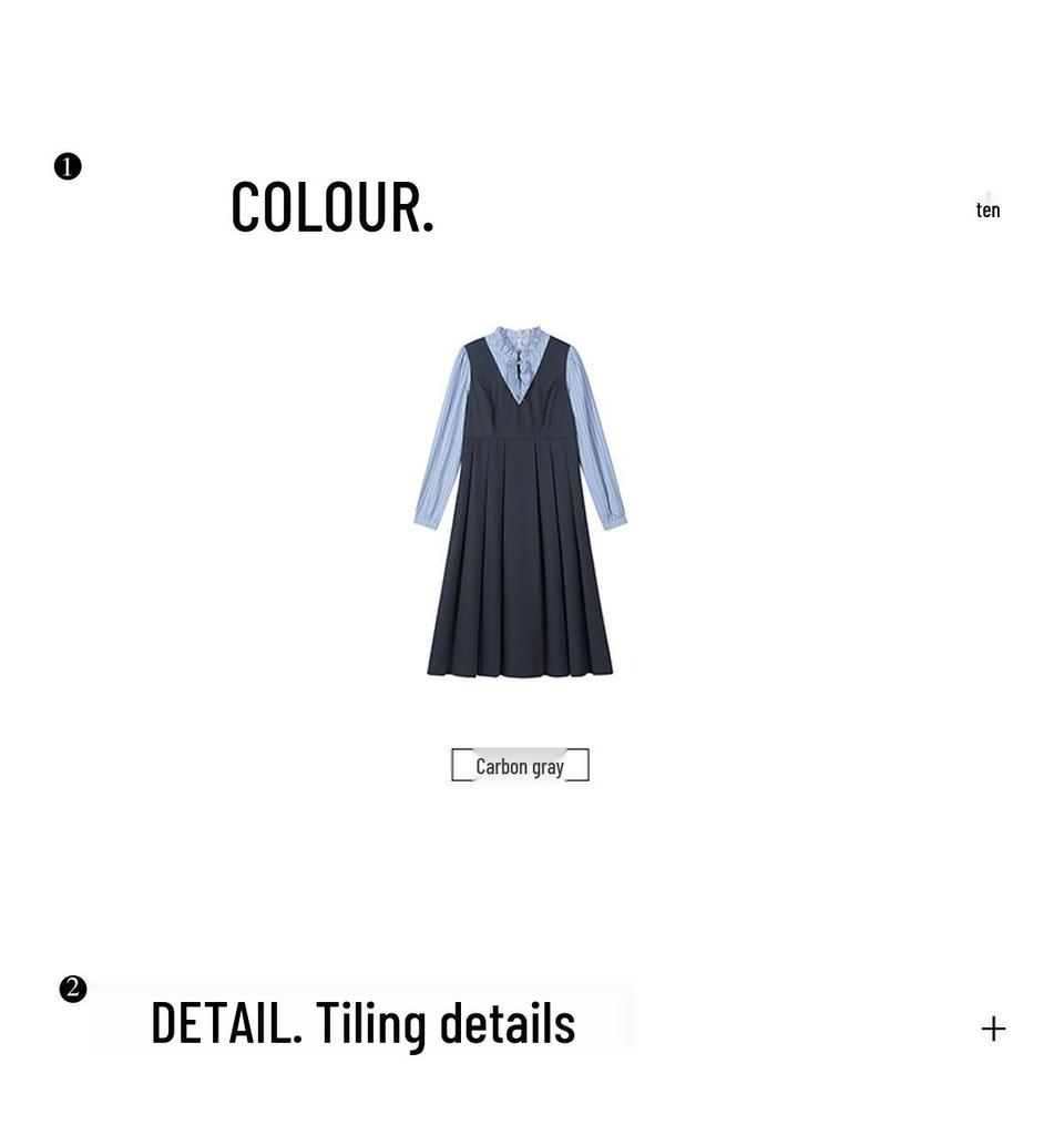 Autumn Pleated Slimming Plus Size College Style Two-Piece Dress for Women