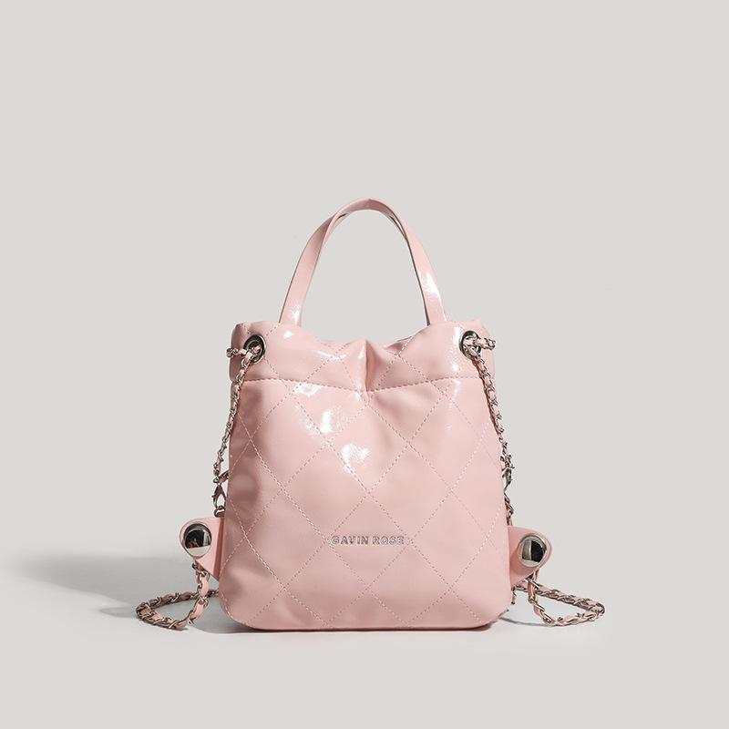 

New Pleated Solid Color Bucket Bag, Multifunctional, Fashionable, Simple, Single Shoulder Bag, Trendy Korean Version, Slanted рожевий