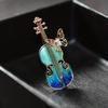 Alloy Violin Brooch With Butterfly Detail Versatile Shiny Zircon Insect Accents Music-Inspired Pin For Daily Wear Gift For Valentine'S Day No Plating