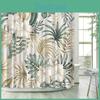 Green Palm Leaf Plant Tropical Bathroom Shower Curtains Summer Jungle Fabric Waterproof Hooks Hanging Curtain Bath Screen Decor