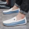 New Men's Flat Shoes Trendy Casual White Bean Shoes Slip on Soft Sole Loafer Men's Lightweight Walking Driving Shoes 2024