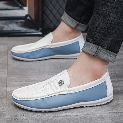New Men's Flat Shoes Trendy Casual White Bean Shoes Slip On Soft Sole Loafer Men's Lightweight Walking Driving Shoes 2024