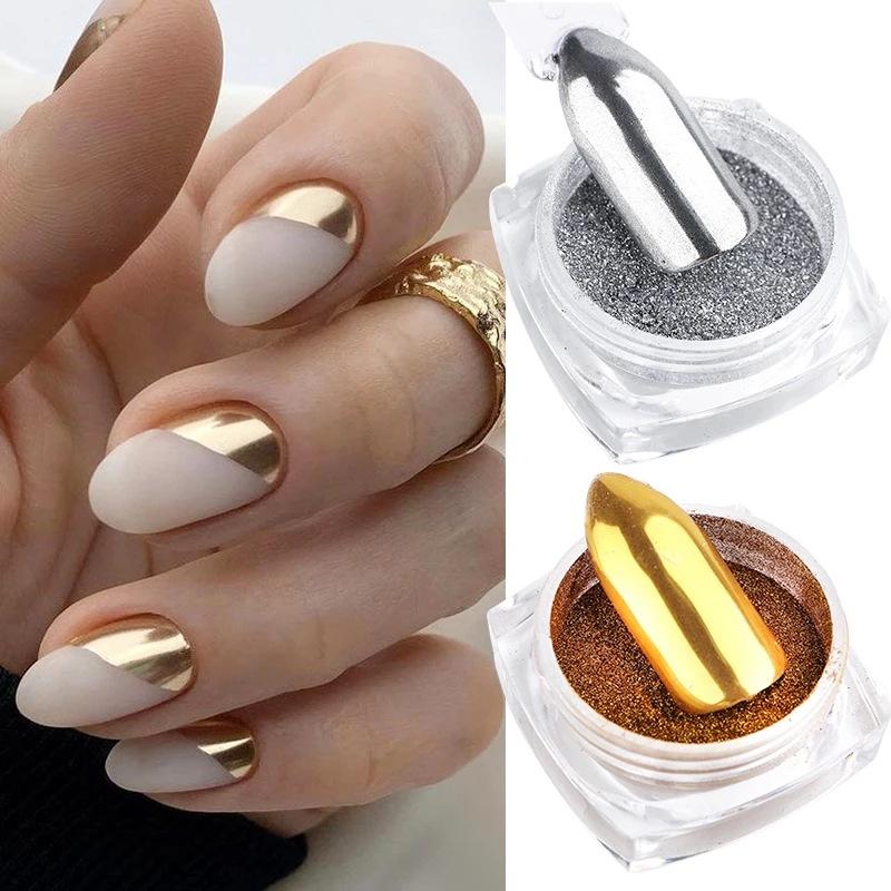 0.5g Nail Mirror Glitter Powder Gel Polish Rub Dust Shiny Gold Silver Fine Chrome Flakes Pigment DIY Accessories Decor