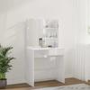 Makeup Table with LED Lights High Gloss White 74.5 x 40 x 141 cm