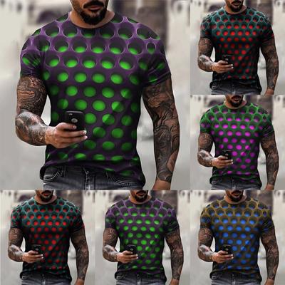 Pánské tričko s 3D potiskem na krku 3D potisk nadměrných velikostí Ležérní Ležérní Ležérní Krátký rukáv Retro Street Fashion Overs