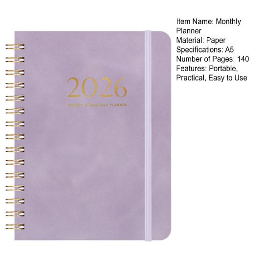 2026 Weekly Monthly Planner Portable A5 Size Agenda Notepad Stylish Design Schedule Book School Supplies