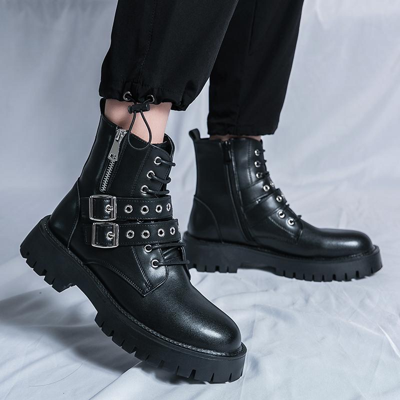 Fashion Brown Ankle Boots Men Designer Zip Urban Man Boots Comfortable Platform Men's Leather Boots Black botas para hombre 2025