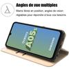 Case + 2 Tempered Glasses for Samsung Galaxy A05s, Shockproof Protection In Golden PU Leather (not for A05)