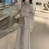 Sweater Set Women Tracksuit Spring Autumn Knitted Suits 2 Piece Set Warm Turtleneck Sweater Pullovers Wide Legs Pants