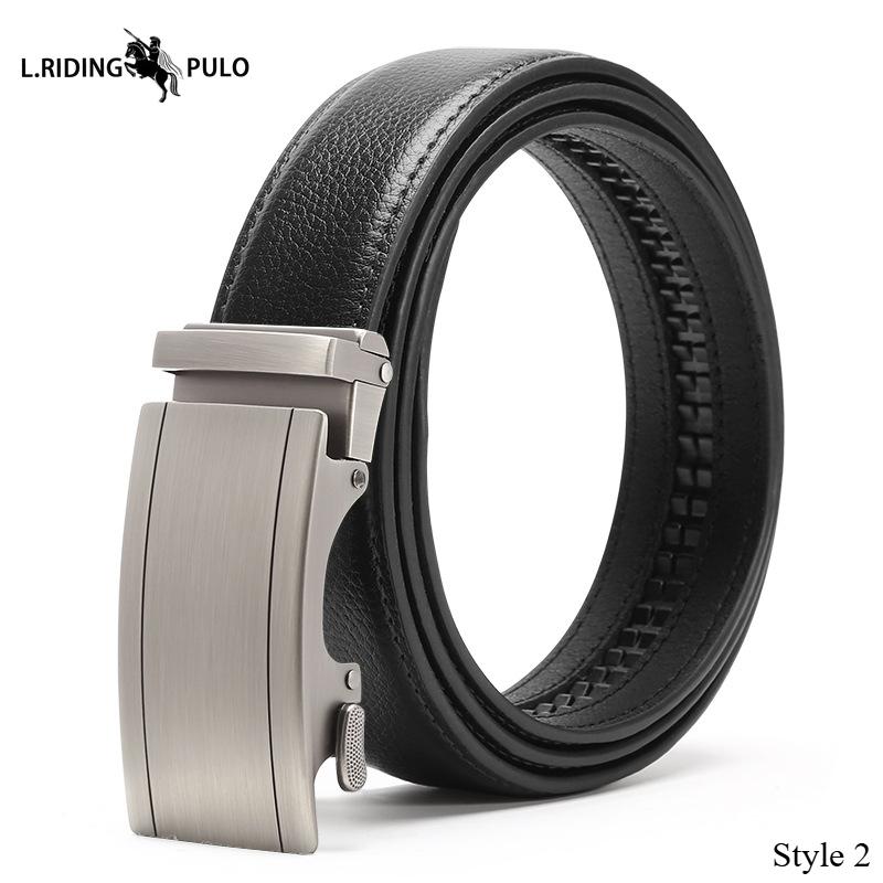 Pánský kožený opasek s automatickou sponou, businessový univerzální kožený opasek ke kalhotám