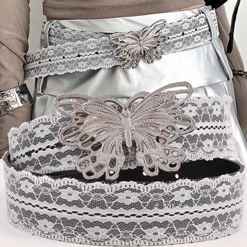White Floral Lace Waist Belt Adjustable Sweet All-match Waistband For Women Casual Waist Strap Casual Waist Strap Accessories