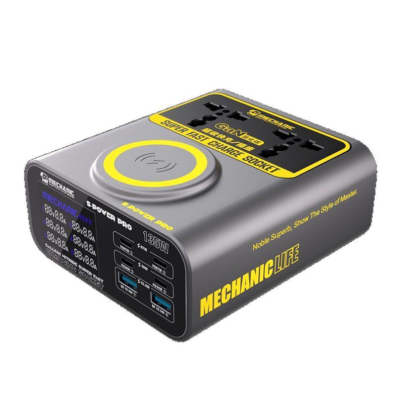 ABUO-MECHANIC Fast Charging Smart USB Multi-Port Wireless Charging For Laptops Phone Camera EU Plug
