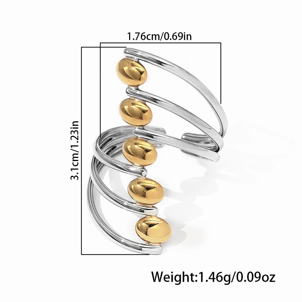Stainless Steel Geometric Multi-Layer Line Rings for Women Men Personality Hollow Wide Opening Rings Banquet Jewelry Accessories