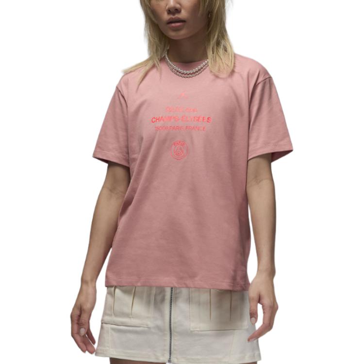 

Jordan Paris Saint-Germain круглый вырез свитер модная универсальная футболка с коротким рукавом женская футболка ржаво-розовый FV7749612 M