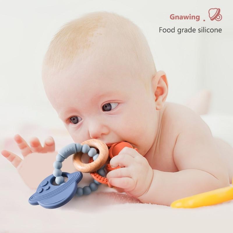 Infant Teething Relief Teether Silicone Soothing Bracelet Lovely Grasp Toy for Baby Over 3 Months Easy to Clean