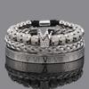 Set di Lusso Ciondoli Corona Bracciale Uomo Acciaio Inossidabile Romano Braccialetti Donna Gioielli per le Mani Regalo di San Valentino