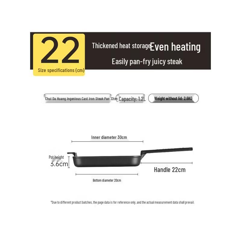 COOKER KING 22cm Cast Iron Steak Frying Pan