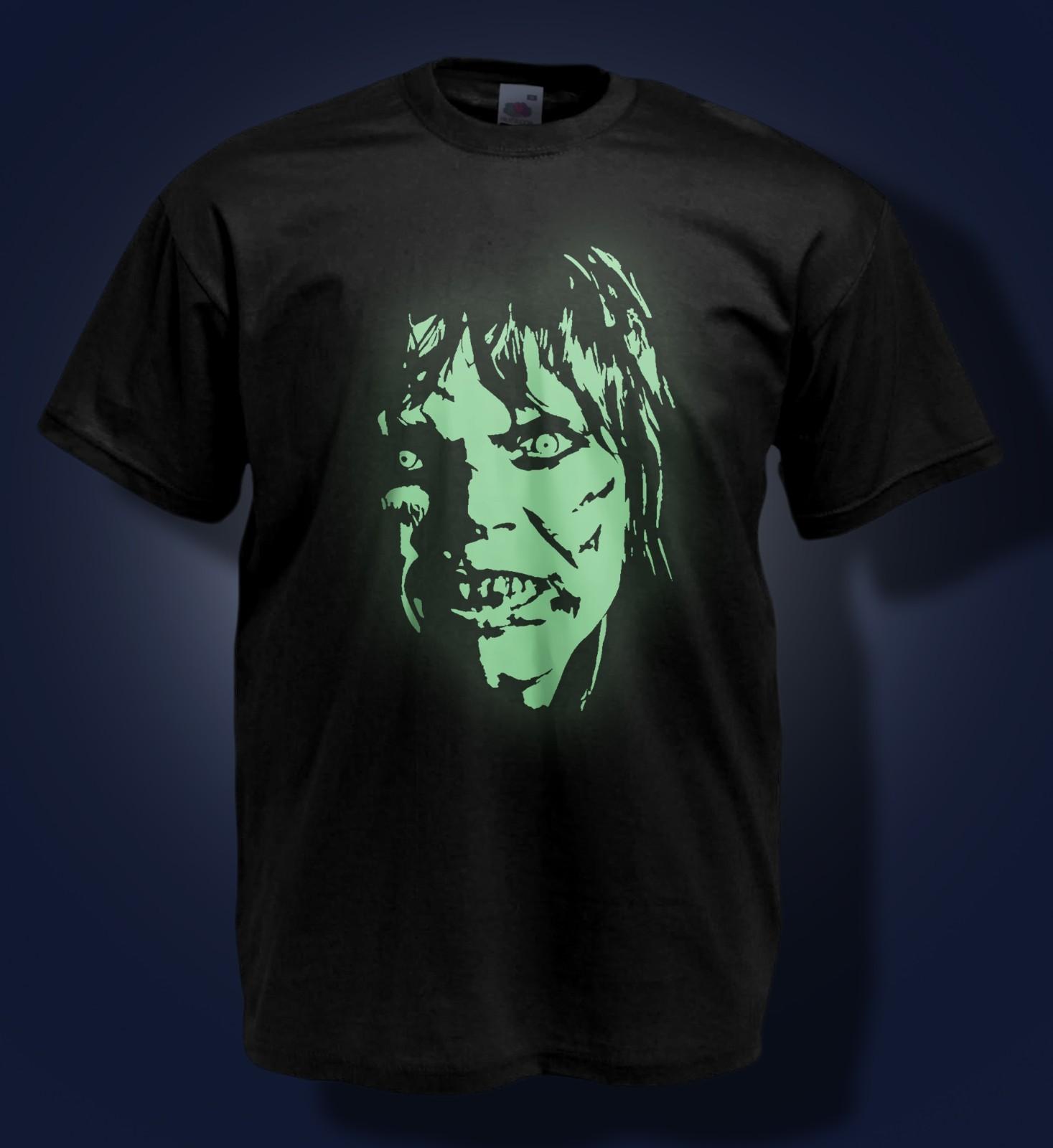 

Halloween 100% Cotton T-shirt Mens Tees Top - The Exorcist - Glow in the Dark - Linda Blair Vintage Horror M