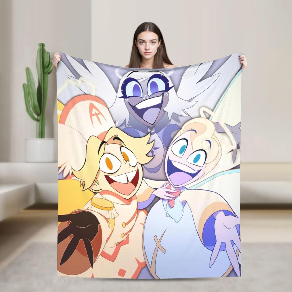 Hazbins Hotels Cartoon Blanket Fleece Textile Decor Breathable Ultra-Soft Throw Blanket for Home Travel Bedspreads