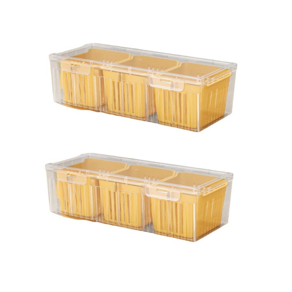 

2 Piece Detachable Spices Fresh Keep Storage Box Drainable Kitchen Food Organize Box Picnic жёлтый